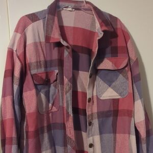 Women's Plaid Shirt - Red and Purple